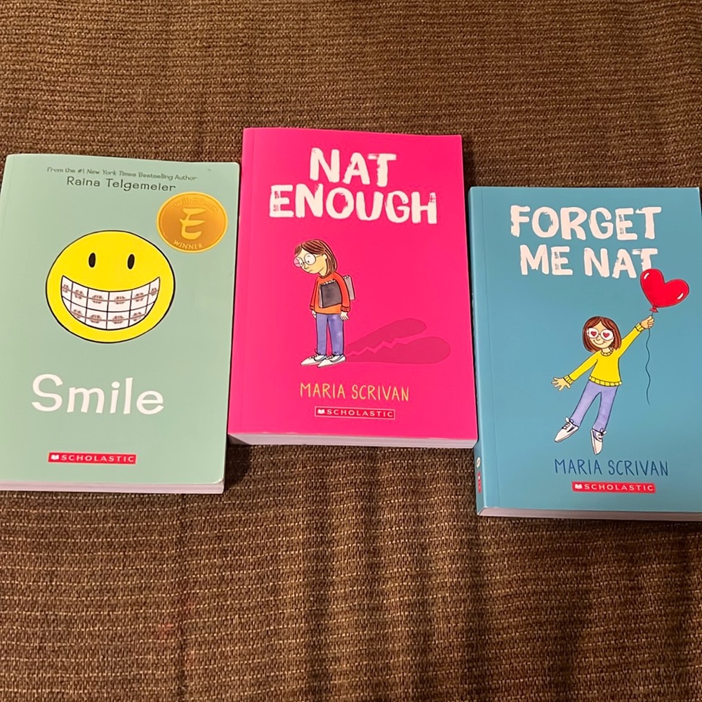 Trio of  graphic novels by Maria Scrivan and Raina Telgemeier! Great condition!